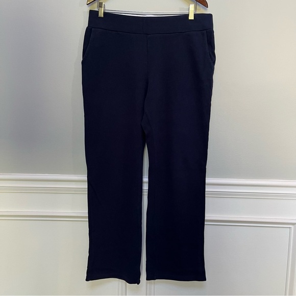 Lauren Ralph Lauren Navy Ribbed Straight Wide Leg Pants Size L - Picture 1 of 9